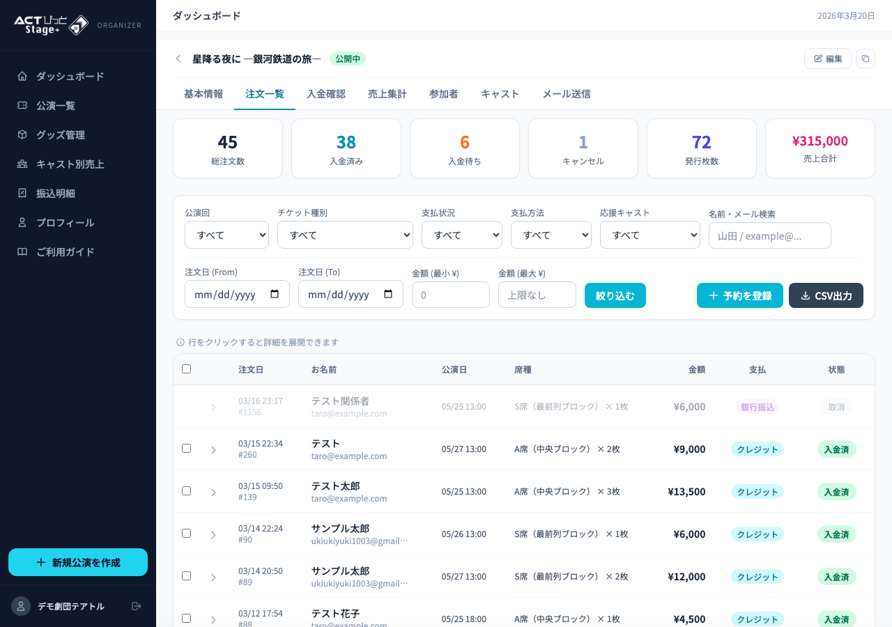 注文管理画面